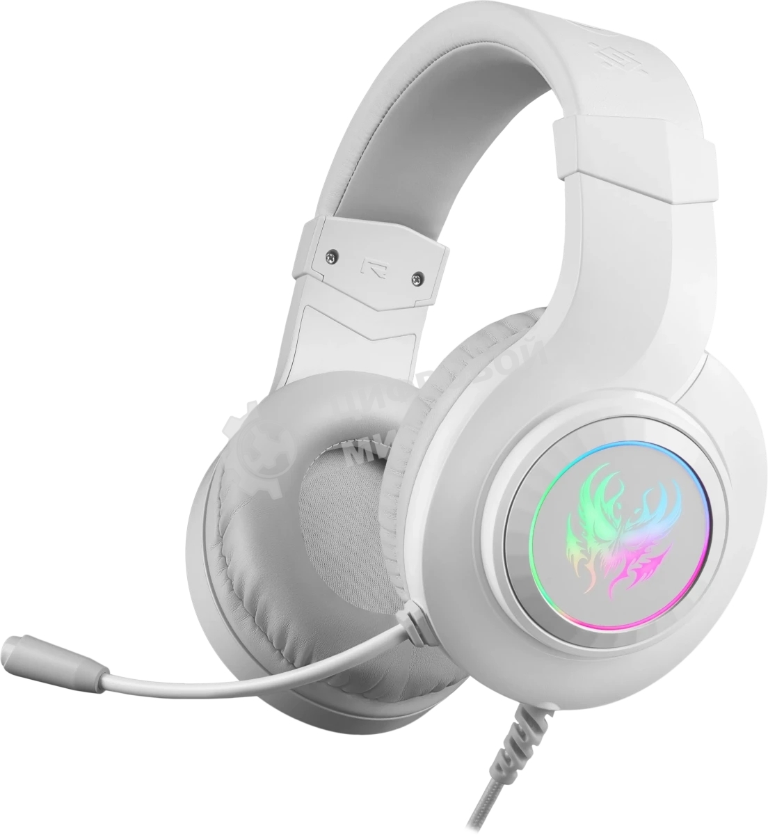 Гарнитура Defender Ghost LED белый, проводная, USB / 2 x mini jack 3.5 мм, подсветка
