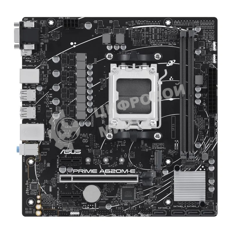 Материнская плата ASUS PRIME A620M-E-CSM, AM5, AMD A620, 2xDDR5, 4xSATA, 1xM.2, 1xPCI-E 4.0 x16, 1xPCI-E x1, 1xDisplayPort, 1xHDMI, 1xVGA, 1x 1Gb LAN, 4xUSB-A 3.2 Gen 1, 4xUSB-A 2.0, 3x3.5 мм, 7.1, Micro-ATX