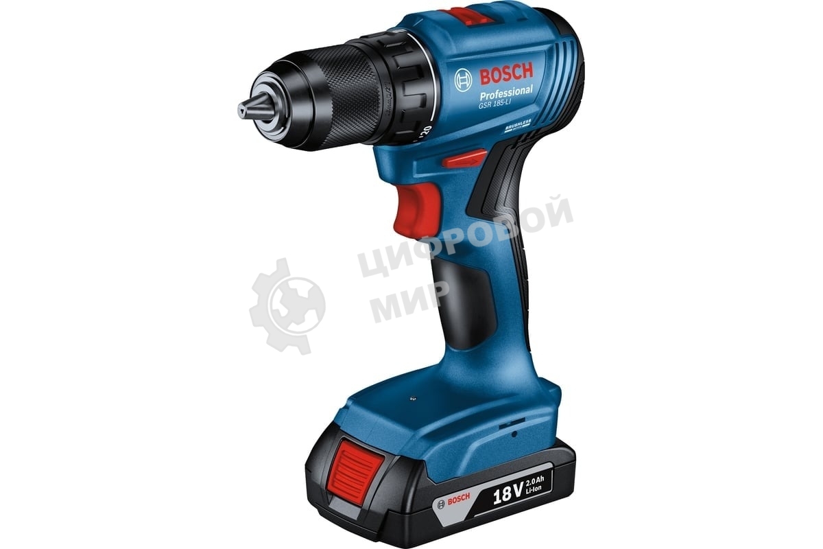 Дрель-шуруповерт Bosch GSR 185 LI, 18 В, 2 Ач, 50 Нм, бесщеточный