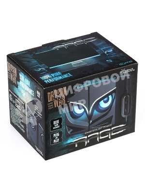 Акустическая система 2.0 Qumo Rage AS005, 10 ВТ, объемное звучание, синяя подсветка (отключаемая), USB/Jack 3,5мм