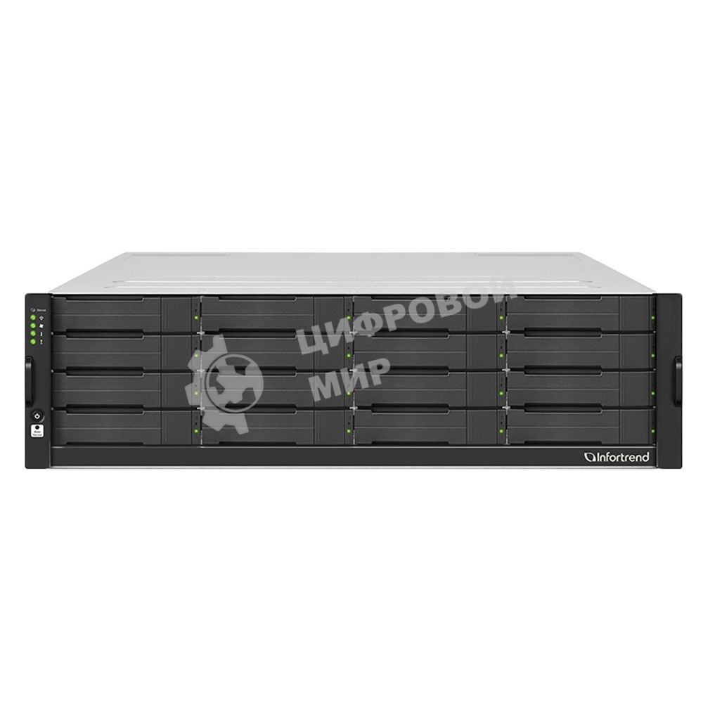 Сетевой накопитель Infortrend GSi 5016GU-F 3U/16bay, single controller system including 1xIntel Xeon E-2278GE CPU, 2x8Gb memory, 1x12Gb/s SAS EXP ports, 4x1GbE LAN ports, 2xGraphic card slots, 2x(PSU+FAN Module), 16xHDD trays and 1xRackmount kit