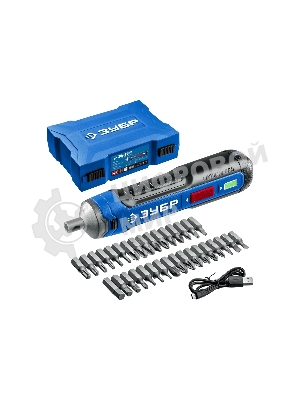 Отвертка аккумуляторная 4 Vmax, в кейсе с набором 33 бит ЗУБР Профессионал PSD-4S