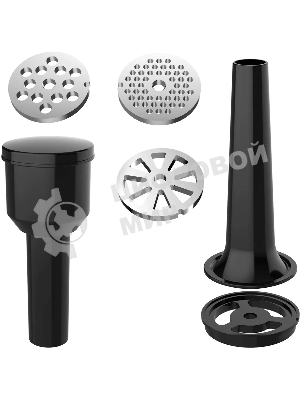 Мясорубка электрическая Rondell RDE-1456 черный, 3000 Вт, 2.5 кг/мин, реверс, защита от перегрузки, металлический лоток, насадки - 5