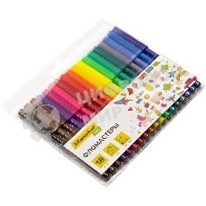 Фломастеры Silwerhof Eco 7.2мм 125мм, круглый корпус, вентилируемый колпачок, 18 цветов, пакет с европодвесом