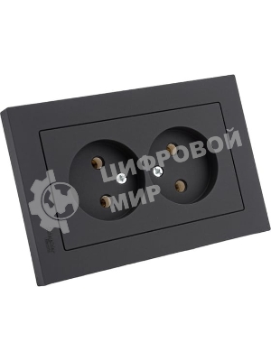 Розетка 2-м AtlasDesign без заземл. 16А в сборе карбон SchE ATN001020