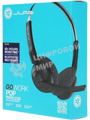 Гарнитура JLab GO Work Pop Wireless Headphones чёрный, беспроводная, Bluetooth, до 50 ч