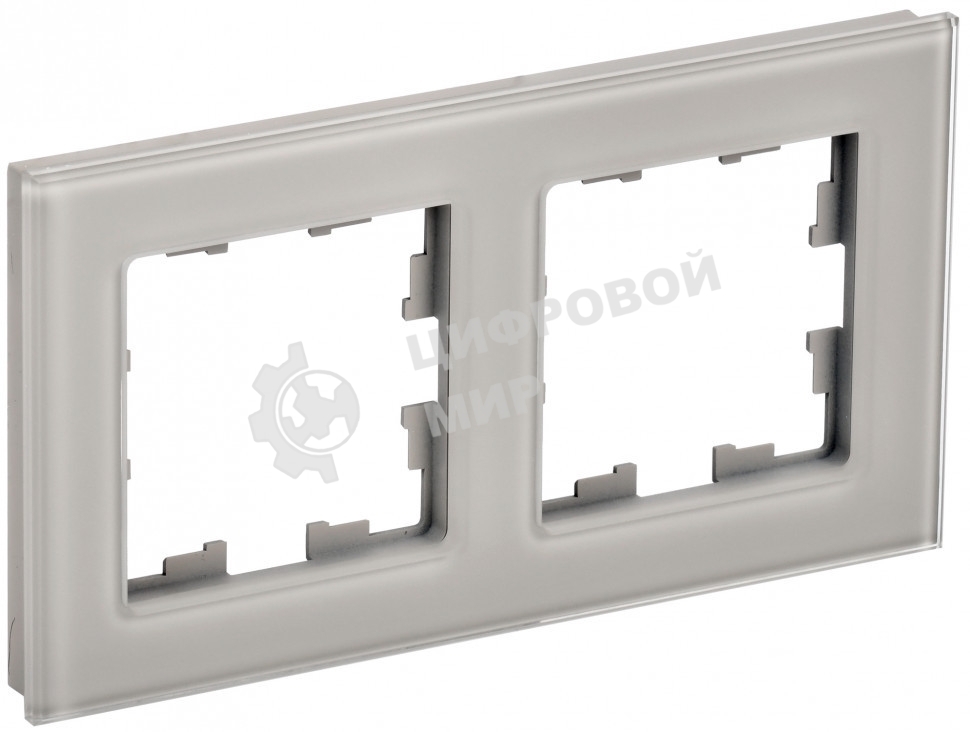 Рамка 2-местная IEK BRITE РУ-2-2-БрД стекло дымчатый