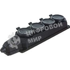 Колодка каучуковая ЭРА 4-м с заземл. 16А IP44 черный