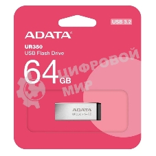 Флешка USB ADATA UR350 (UR350-128G-RSR/BK), 128Gb, USB 3.2, R/W 100/15, серебристый/черный