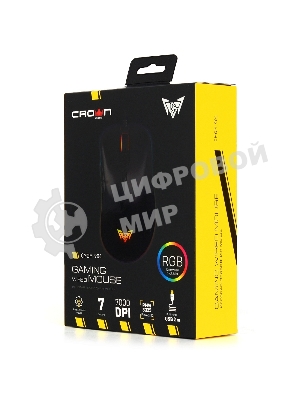 Мышь проводная Crown CMGM-904 черный, 7000 dpi, USB, кнопки - 7