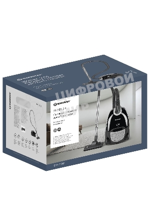 Пылесос с тканевым пылесборником Eurostek EVC-2001 черный, максимальная мощность 2000 Вт., мощность всасывания 380 Вт