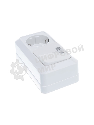 Блок ОП Олимп 2-кл. вык. с подсветкой + роз. с заземл. горизонт. бел. UNIVersal О0037