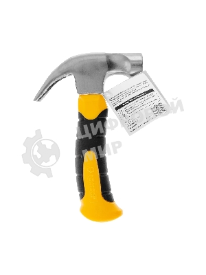 Молоток-гвоздодер мини Denzel, боек с магнитом, фибергласовая двухкомпонентная рукоятка, 9oz, 250г