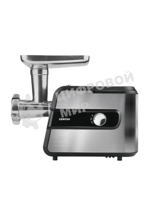 Мясорубка электрическая Centek CT-1623 серый, 2200 Вт, 2.2 кг/мин, реверс, защита от перегрузки, металлический лоток, насадки - 4