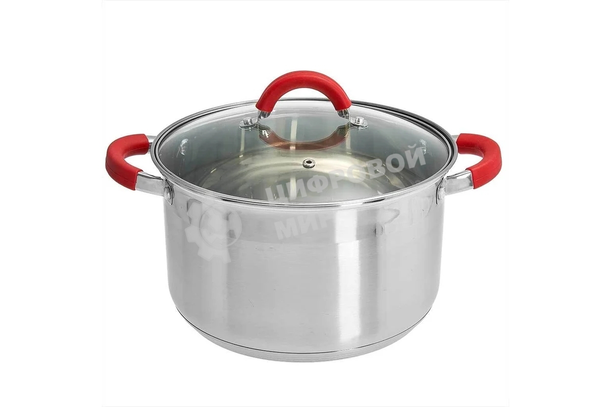 Кастрюля WEBBER BE-344/2 6,6 л, из нержавеющей стали со стеклянной крышкой