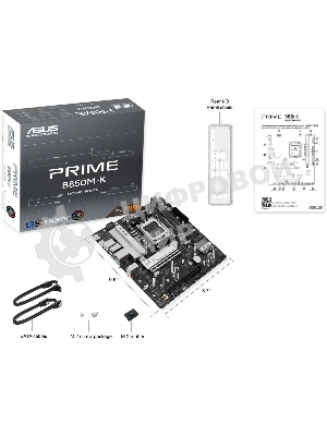 Материнская плата ASUS PRIME B850M-K, AM5, AMD B850, 2xDDR5, 4xSATA, 2xM.2, 1xPCIe 5.0 x16, 1xPCIe 4.0 x8, 1xDP (v1.4), 1xHDMI (v2.1), 1x2.5Gb LAN, 2xUSB-A 10Gbps, 2xUSB-A 5Gbps, 4xUSB-A 2.0, 3x3.5 мм, 7.1, mATX