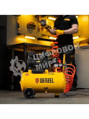 Компрессор безмасл. малошумный Denzel DLP-950/24, 950 Вт, 24 л, 2850 об/мин, 170 л/мин