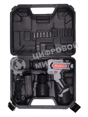 Дрель-шуруповерт Ресанта ДА-12-2ЛК, 12 В, 2 Ач, 40 Нм, щеточный