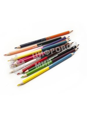 Карандаши цветные Silwerhof Color, двухцветные, 2.8мм, круглый профиль, дерево, ассорти, 24 цвета, коробка с европодвесом (12шт)