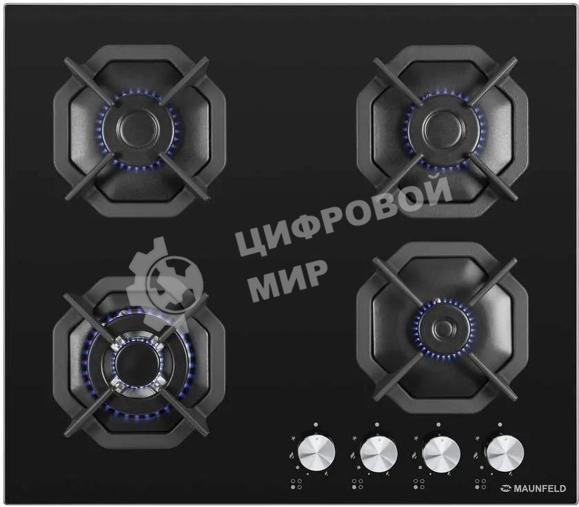 Газовая варочная панель Maunfeld EGHG.64.23CB/G, 4 конфорки, закаленное стекло, черный