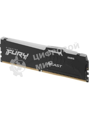 Оперативная память Kingston Fury Beast RGB, DDR5, 32GB (1x32GB), 6400 MHz, CL32, с радиатором, RGB, черный