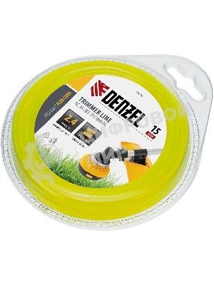 Леска для триммера Denzel квадрат 2,4 мм х 15 м, блистер FLEX CORD