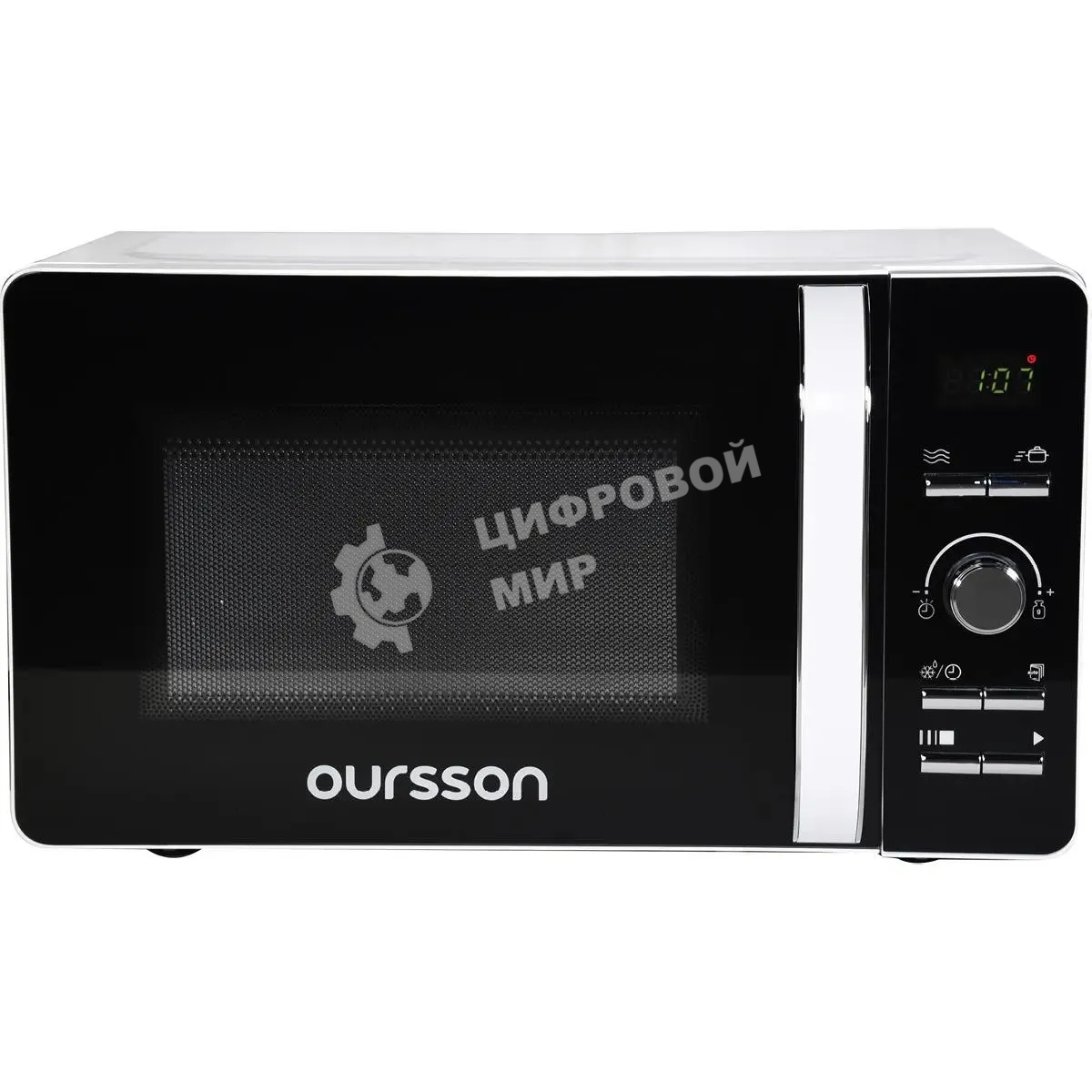 Микроволновая печь Oursson MD2033/WH белый/черный/серебристый, 20 л, 700 Вт, переключатели - кнопки, поворотный механизм