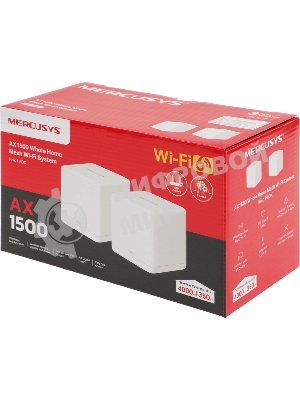 Бесшовный Mesh роутер Mercusys Halo H60X(2-pack) AX1500 10/100/1000BASE-TX белый (упак.:2шт)