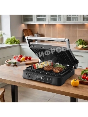Электрогриль Kitfort КТ-3675 2000Вт серебристый/черный