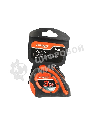 Рулетка PATRIOT MTA-3, автостоп, ударопрочный корпус, обрезиненная, 3м