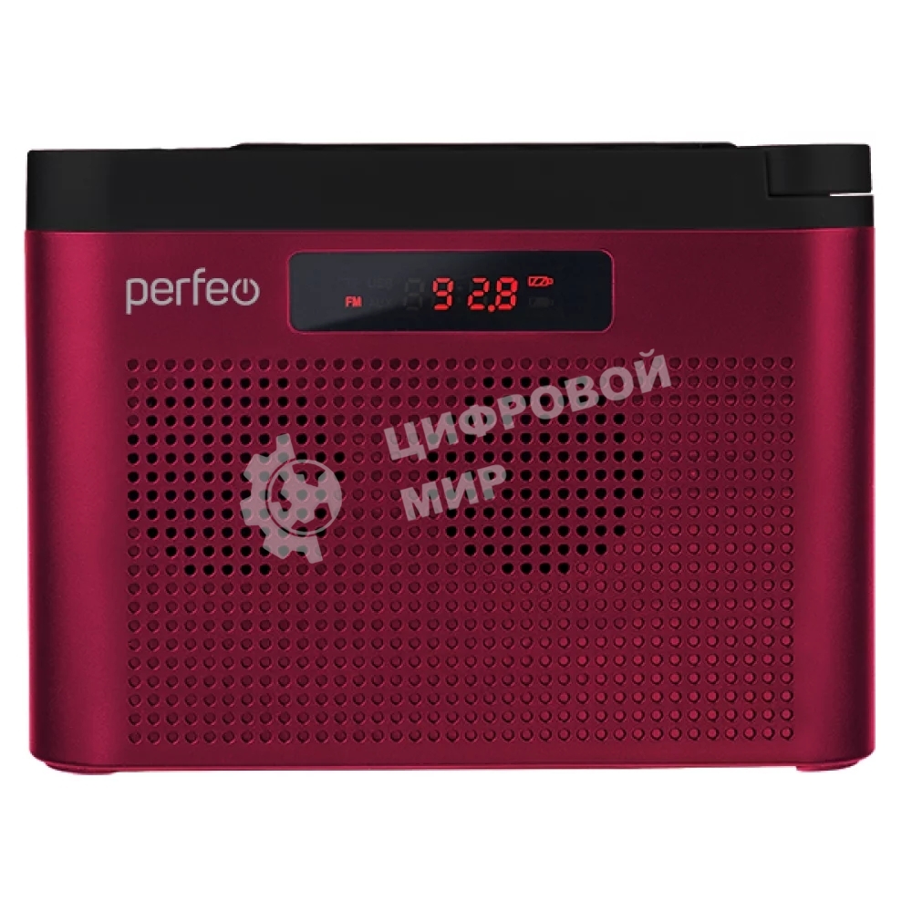 Радиоприемник Perfeo цифровой ТАЙГА FM+ 66-108МГц/ MP3/ встроенный аккум,USB/ бордовый (I70RED) PF_C4940