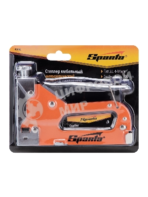 Степлер Sparta мебельный регулируемый со скобами 200 шт тип скобы №53 4-14 мм