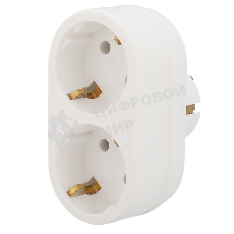Двойник электрический Rexant 16 А с заземлением белый