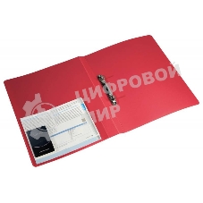 Папка на 2-х кольцах Бюрократ -0818/2RRED A4, пластик, 0.7мм корешок 18мм, внутренний и торцевой карман, красный