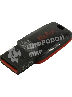 Флешка USB Netac U197 (NT03U197N-032G-20BK), 32Gb, USB 2.0, R/W 25/10, черный/красный