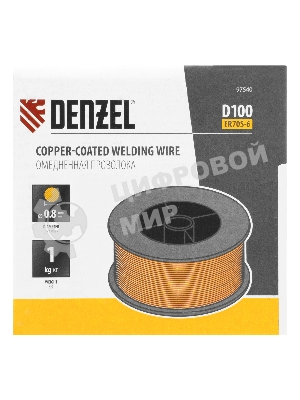 Омедненная проволока Denzel ER70S-6, диам. 0,8 мм, 1 кг, диам. катушки D100