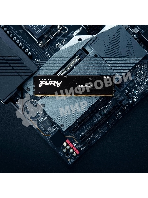 Оперативная память Kingston Fury Beast, DDR5, 32Gb (2x16GB), 6000MHz, CL30, DIMM, с радиатором, черный
