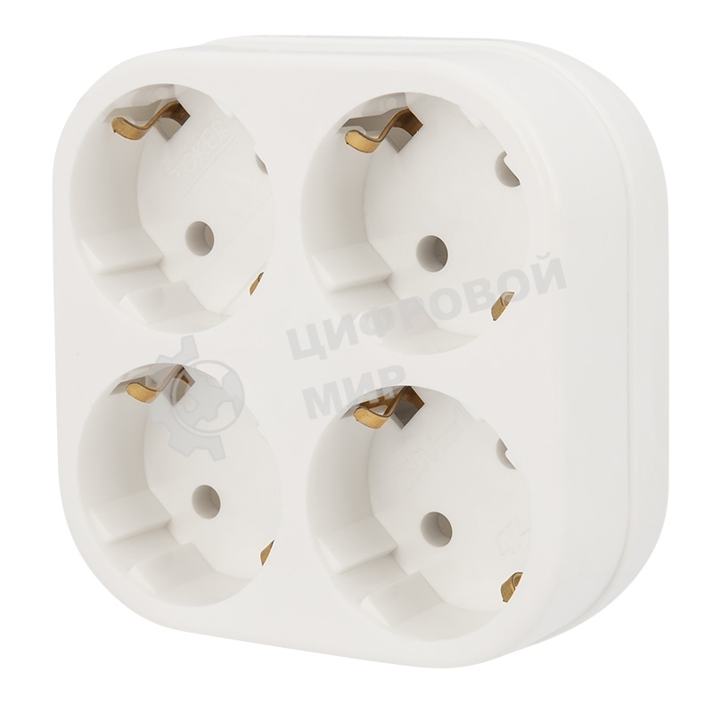 Четверник электрический Rexant 16 А с заземлением белый