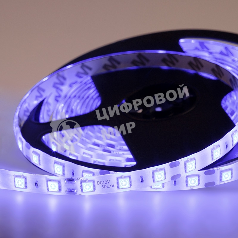 Лента светодиодная силикон, 10 мм, IP65, SMD 5050, 60 LED/m, 12 V, цвет свечения синий