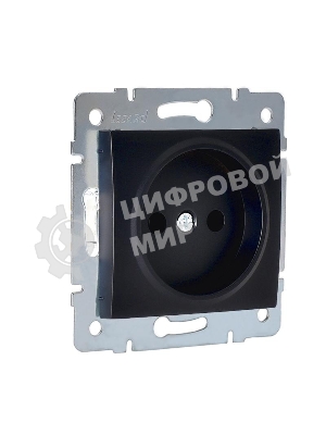 Механизм розетки 1-м СП Karina 16А IP20 без заземл. термопласт черный бархат LEZARD 707-4288-121B