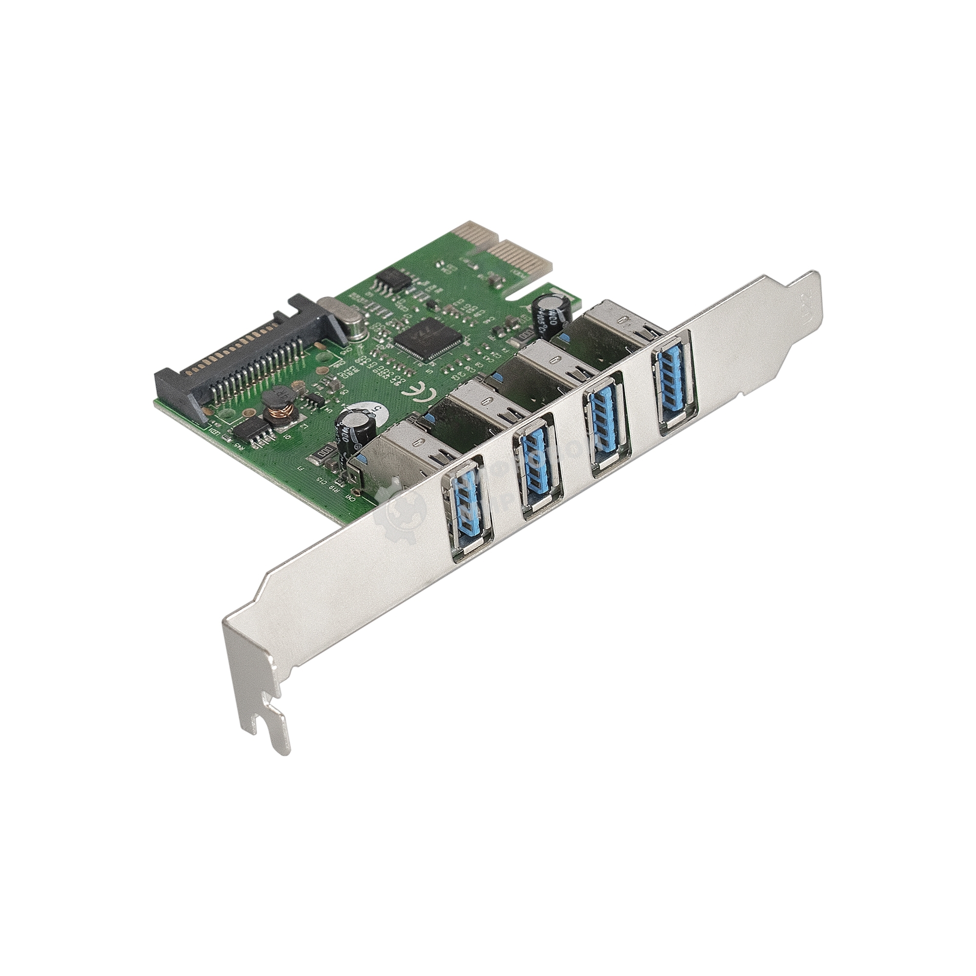 Контроллер ExeGate EXE-314 PCI-E 2.0, 4*USB 3.0 ext, разъем доп.питания (OEM)