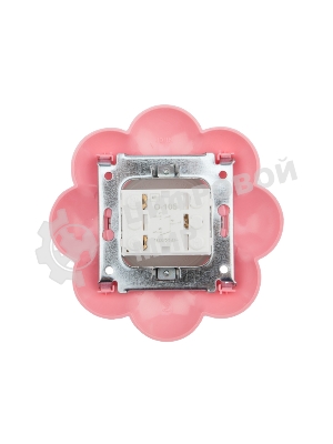 Выключатель двухклавишный Kranz HAPPY Цветок скрытой установки, белый/розовый