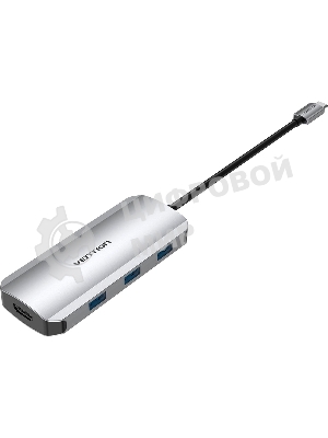 USB-концентратор Vention USB-C to HDMI/USB 3.0x3/SD/TF/PD Docking Station Gray 0.15M Aluminum Alloy Type