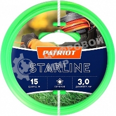 Леска для триммеров PATRIOT Starline D 3,0мм L 15мзвезда, зеленая 300-15-3Арт. 805201066