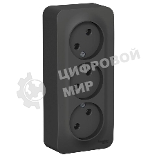 Розетка 3-ая б/з без шторок 16А, 250В, изолир. пластина SE Blanca наруж Антрацит