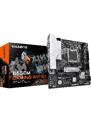 Материнская плата Gigabyte B650M GAMING WIFI6E, AM5, AMD B650, 2xDDR5, 4xSATA, 1xM.2, 1xPCIe 4.0 x16, 1xPCIe 3.0 x1, 1xD-Sub, 1xHDMI (v2.1), 1x2.5Gb LAN, Wi-Fi 6, Bluetooth 5.3, 2xUSB-A 5Gbps, 5xUSB-A 2.0, 3x3.5 мм, 7.1, mATX