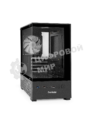 Компьютерный корпус Minitower ExeGate i3 SEA (mATX, без БП, 1*USB+1*USB 3.0, HD аудио, черный, 1 вент. 12см с RGb подсветкой, передняя и боковая панели - закаленное стекло)