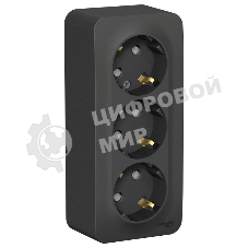 Розетка 3-м ОП Blanca 16А IP20 250В с заземл. защ. шторки с изолир. пластиной антрацит SchE BLNRA011316