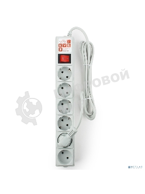 Сетевой фильтр Power Cube B, 3.0 м, 5+1 розетка, серый