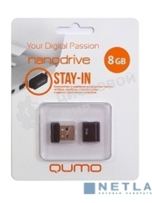 Флешка USB 2.0 QUMO 8Gb, NANO QM8GUD-NANO-B черный